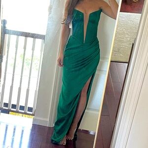 Green custom couture dress